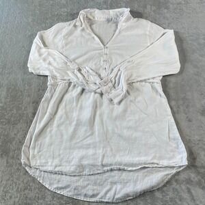 Sigrid Olsen Tunic Shirt Womens XL White‎ Linen Beach Resort Preppy Casual Light